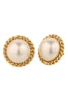 Anaash_White Metal And Pearl Stud Earrings _Online_at_Aza_Fashions