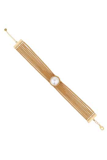 Shop_Anaash_Gold Plated Pearl Manufactured Chained Choker _at_Aza_Fashions