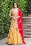 Buy_Nitika Gujral_Yellow Kurta  Lehenga Tissue Banarasi Dupatta Set _at_Aza_Fashions