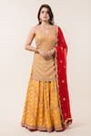 Nitika Gujral_Yellow Kurta  Lehenga Tissue Banarasi Dupatta Set _Online_at_Aza_Fashions