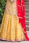 Shop_Nitika Gujral_Yellow Kurta  Lehenga Tissue Banarasi Dupatta Set _Online_at_Aza_Fashions