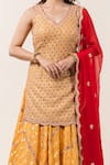 Nitika Gujral_Yellow Kurta  Lehenga Tissue Banarasi Dupatta Set _at_Aza_Fashions