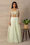 Anupraas By Nishant And Rahul_Green Organza, Georgette Blouse Sweetheart Neck Embroidered And Lehenga Set _Online_at_Aza_Fashions