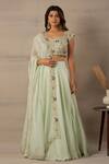 Buy_Anupraas By Nishant And Rahul_Green Organza, Bamberg Silk Sweetheart Neck Embroidered Blouse And Lehenga Set _at_Aza_Fashions