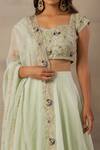 Buy_Anupraas By Nishant And Rahul_Green Organza, Bamberg Silk Sweetheart Neck Embroidered Blouse And Lehenga Set _Online_at_Aza_Fashions