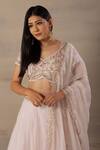 Anupraas By Nishant And Rahul_Pink Organza, Bamberg Silk Sweetheart Neck Embroidered Blouse And Lehenga Set _Online_at_Aza_Fashions