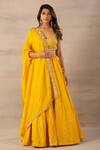 Buy_Anupraas By Nishant And Rahul_Yellow Organza, Bamberg Silk Sweetheart Neck Embroidered Lehenga Set _at_Aza_Fashions