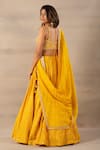 Shop_Anupraas by Nishant and Rahul_Yellow Embroidered Lehenga Set_at_Aza_Fashions