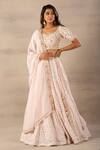 Buy_Anupraas By Nishant And Rahul_Pink Organza, Bamberg Silk Sweetheart Neck Embroidered Lehenga Set _at_Aza_Fashions