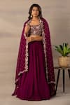 Buy Anupraas By Nishant And Rahul Maroon Organza, Bamberg Silk Round Embroidered Blouse And Lehenga Set at Aza Fashions Buy_Anupraas By Nishant And Rahul_Maroon Organza, Bamberg Silk Round Embroidered Blouse And Lehenga Set _at_Aza_Fashions