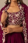 Buy Anupraas By Nishant And Rahul Maroon Organza, Bamberg Silk Round Embroidered Blouse And Lehenga Set Online at Aza Fashions Buy_Anupraas By Nishant And Rahul_Maroon Organza, Bamberg Silk Round Embroidered Blouse And Lehenga Set _Online_at_Aza_Fashions