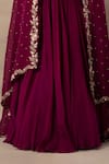 Shop Anupraas By Nishant And Rahul Maroon Organza, Bamberg Silk Round Embroidered Blouse And Lehenga Set Online at Aza Fashions Shop_Anupraas By Nishant And Rahul_Maroon Organza, Bamberg Silk Round Embroidered Blouse And Lehenga Set _Online_at_Aza_Fashions