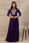Buy Anupraas By Nishant And Rahul Purple Bamberg Silk Band Collar Embroidered Kalidar Anarkali at Aza Fashions Buy_Anupraas By Nishant And Rahul_Purple Bamberg Silk Band Collar Embroidered Kalidar Anarkali _at_Aza_Fashions