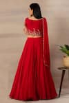 Shop Anupraas By Nishant And Rahul Red Organza Boat Blouse And Lehenga Set at Aza Fashions Shop_Anupraas By Nishant And Rahul_Red Organza Boat Blouse And Lehenga Set _at_Aza_Fashions