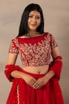 Buy Anupraas By Nishant And Rahul Red Organza Boat Blouse And Lehenga Set Online at Aza Fashions Buy_Anupraas By Nishant And Rahul_Red Organza Boat Blouse And Lehenga Set _Online_at_Aza_Fashions