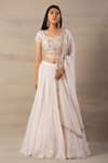 Anupraas By Nishant And Rahul_Pink Organza, Bamberg Silk Round Embroidered Lehenga Set _Online_at_Aza_Fashions