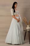Anupraas By Nishant And Rahul_Blue Organza, Bamberg Silk Round Embroidered Blouse And Lehenga Set _Online_at_Aza_Fashions