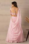 Shop_Anupraas By Nishant And Rahul_Pink Organza, Bamberg Silk Round Embroidered Blouse And Lehenga Set _at_Aza_Fashions