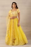 Buy_Anupraas by Nishant and Rahul_Yellow Georgette Embroidery Scoop Neck Lehenga Set _at_Aza_Fashions