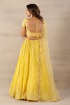 Shop_Anupraas by Nishant and Rahul_Yellow Georgette Embroidery Scoop Neck Lehenga Set _at_Aza_Fashions