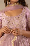 Buy_Anupraas by Nishant and Rahul_Purple Georgette Embroidery Scoop Neck Anarkali With Dupatta _Online_at_Aza_Fashions