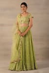 Buy_Anupraas by Nishant and Rahul_Green Georgette Embroidery Scoop Neck Lehenga Set _at_Aza_Fashions