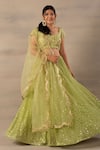 Anupraas by Nishant and Rahul_Green Georgette Embroidery Scoop Neck Lehenga Set _Online_at_Aza_Fashions