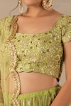 Buy_Anupraas by Nishant and Rahul_Green Georgette Embroidery Scoop Neck Lehenga Set _Online_at_Aza_Fashions