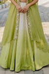 Buy_Anupraas by Nishant and Rahul_Green Georgette Embroidered Floral Open Cape And Ombre Lehenga Set _Online_at_Aza_Fashions