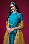 Buy_Weaver Story_Blue Top And Lehenga Chanderi Dupatta Organza Lining Cotton Handloom Set _Online_at_Aza_Fashions