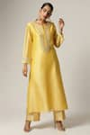 Buy_Anantaa by Roohi_Yellow Silk Chanderi Embroidered Kurta _at_Aza_Fashions