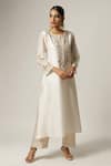 Buy_Anantaa by Roohi_White Silk Chanderi Embroidered Kurta _at_Aza_Fashions