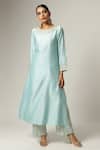 Buy_Anantaa by Roohi_Blue Silk Chanderi Embroidered Kurta _at_Aza_Fashions