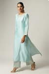 Buy_Anantaa by Roohi_Blue Silk Chanderi Embroidered Kurta _Online_at_Aza_Fashions