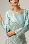 Anantaa by Roohi_Blue Silk Chanderi Embroidered Kurta _at_Aza_Fashions