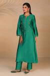 Buy_Anantaa By Roohi_Green Silk Chanderi Kurta _at_Aza_Fashions