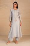 Buy_Anantaa by Roohi_Grey Silk Chanderi Kurta _at_Aza_Fashions