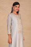Shop_Anantaa by Roohi_Grey Silk Chanderi Kurta _Online_at_Aza_Fashions