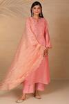 Buy_Anantaa by Roohi_Pink Silk Chanderi Kurta _Online_at_Aza_Fashions