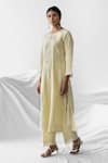 Shop_Anantaa by Roohi_Yellow Embroidered Cotton Kurta_Online_at_Aza_Fashions