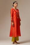 Anantaa By Roohi_Orange Silk Chanderi Round Kurta _Online_at_Aza_Fashions