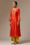 Buy_Anantaa By Roohi_Orange Silk Chanderi Round Kurta _Online_at_Aza_Fashions