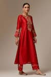 Buy_Anantaa by Roohi_Red Silk Chanderi Embroidery Round Kurta _at_Aza_Fashions