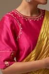 Buy_Anantaa by Roohi_Pink Silk Chanderi Embroidery Round Blouse_Online_at_Aza_Fashions