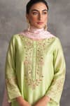 Anantaa by Roohi_Green Silk Chanderi Embroidery Round Kurta _at_Aza_Fashions