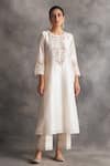 Buy_Anantaa by Roohi_White Silk Chanderi Embroidery Round Kurta _at_Aza_Fashions