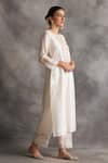 Anantaa by Roohi_White Silk Chanderi Embroidery Round Kurta _Online_at_Aza_Fashions