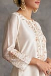 Anantaa by Roohi_White Silk Chanderi Embroidery Round Kurta _at_Aza_Fashions