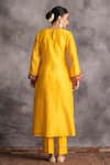 Shop_Anantaa by Roohi_Yellow Silk Chanderi Embroidery Round Kurta _at_Aza_Fashions