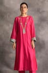 Buy_Anantaa by Roohi_Pink Silk Chanderi Embroidery Round Kurta _Online_at_Aza_Fashions